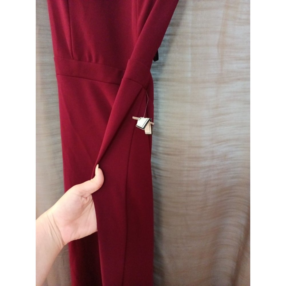 Nwt Women's B. Darlin Mermaid Maxi Formal Elegant Maroon Dress W/Slit Size 7/8 - Picture 7 of 11